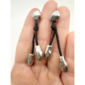 Unode50 I like you drop silver plated leather earrings